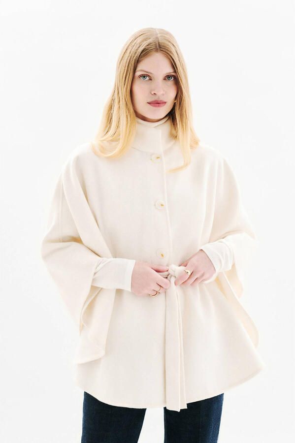 Caroll poncho-jas ecru