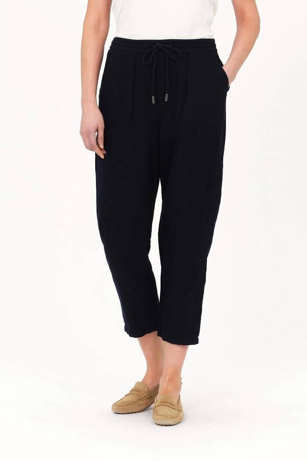 Caroll relaxed regular waist casual broek met linnen marineblauw