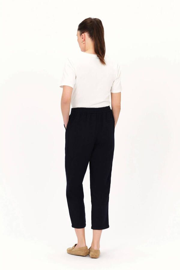 Caroll relaxed regular waist casual broek met linnen marineblauw - Foto 2