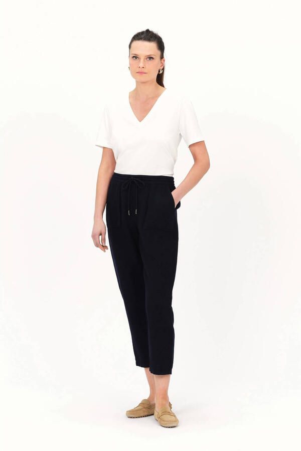Caroll relaxed regular waist casual broek met linnen marineblauw - Foto 3