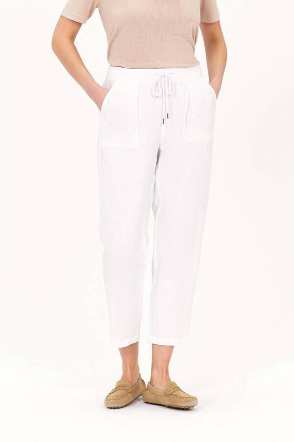 Caroll relaxed regular waist casual broek met linnen wit