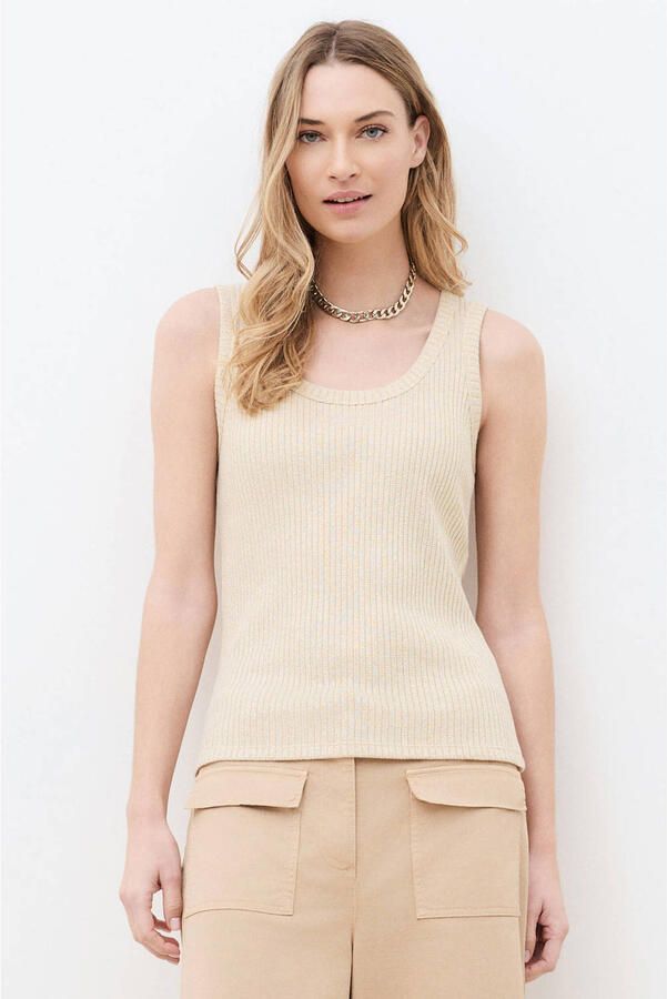Caroll singlet zand rib gebreid