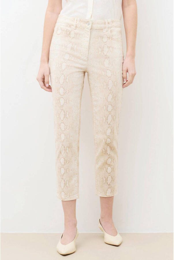 Caroll slim regular waist casual broek met dierenprint ecru