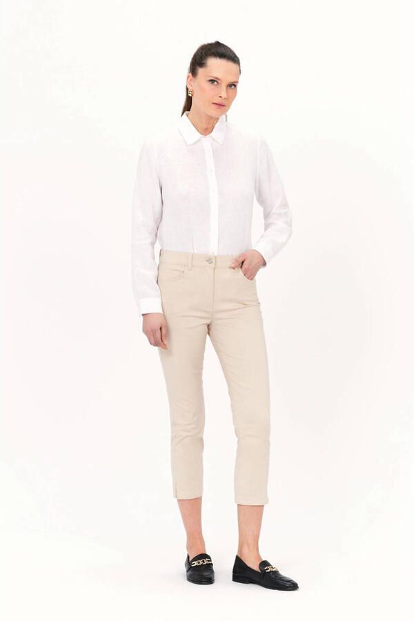 Caroll slim regular waist cropped broek beige - Foto 3