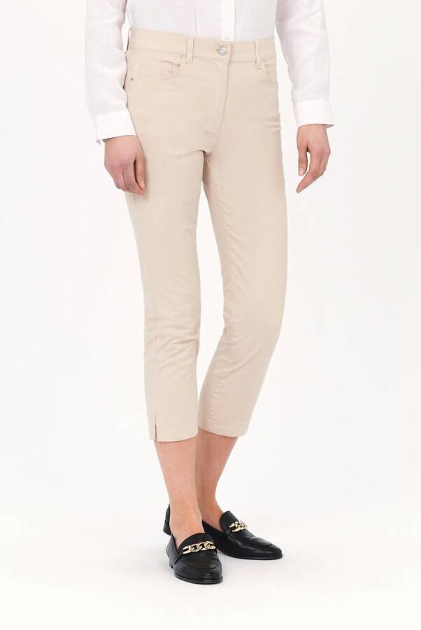 Caroll slim regular waist cropped broek beige
