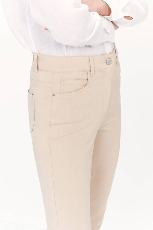 Caroll slim regular waist cropped broek beige - Foto 2