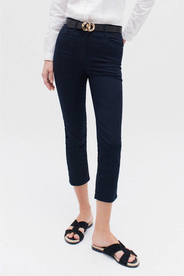 Caroll slim regular waist cropped broek marineblauw