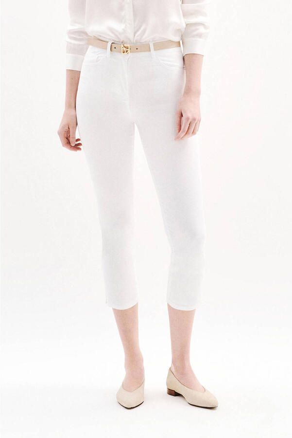 Caroll slim regular waist cropped broek wit