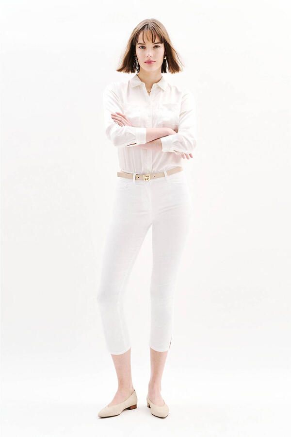Caroll slim regular waist cropped broek wit - Foto 3