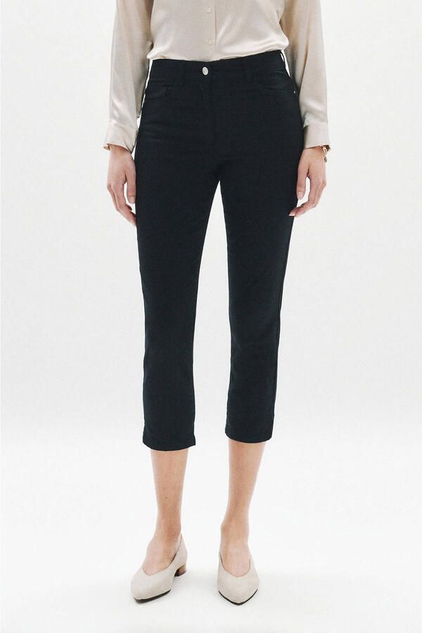 Caroll slim regular waist cropped broek zwart