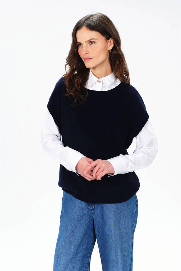 Caroll spencer met wol donkerblauw