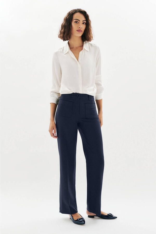 Caroll straight high waist broek donkerblauw - Foto 2