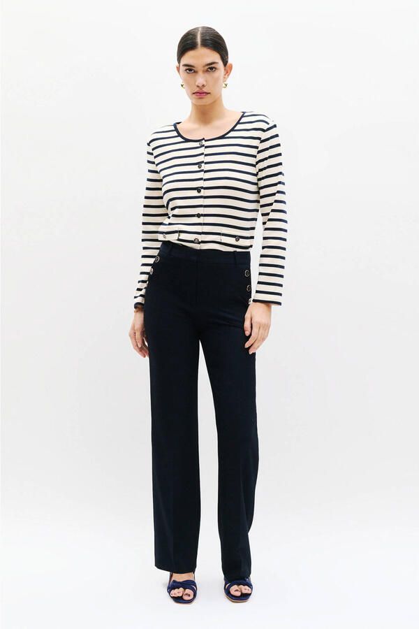 Caroll straight regular waist broek marineblauw