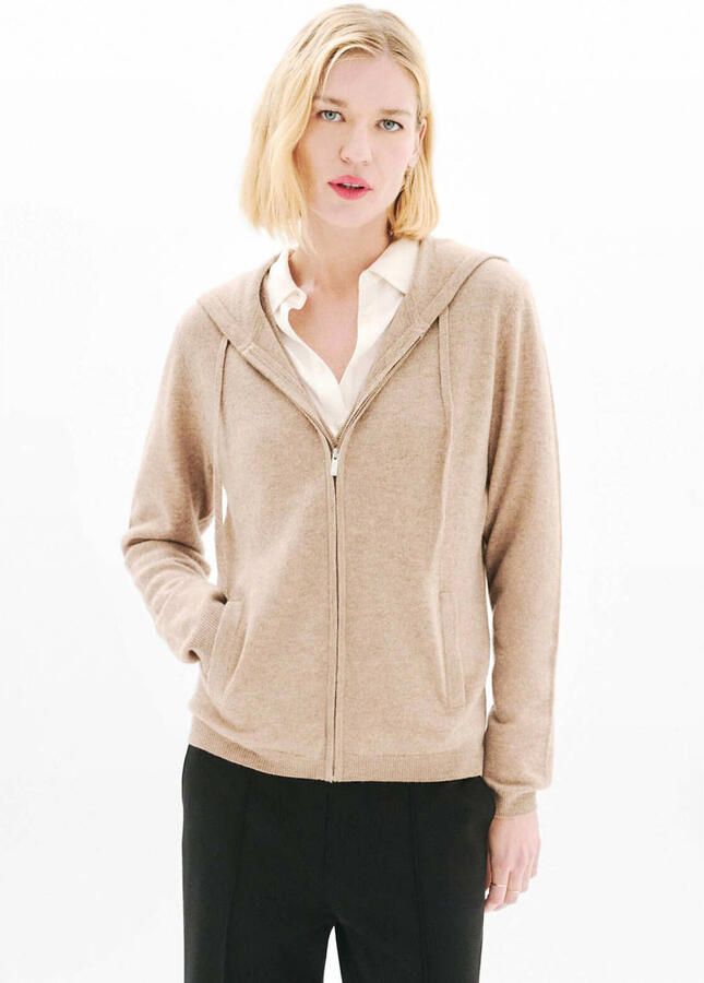 Caroll sweatvest met wol lichtbruin