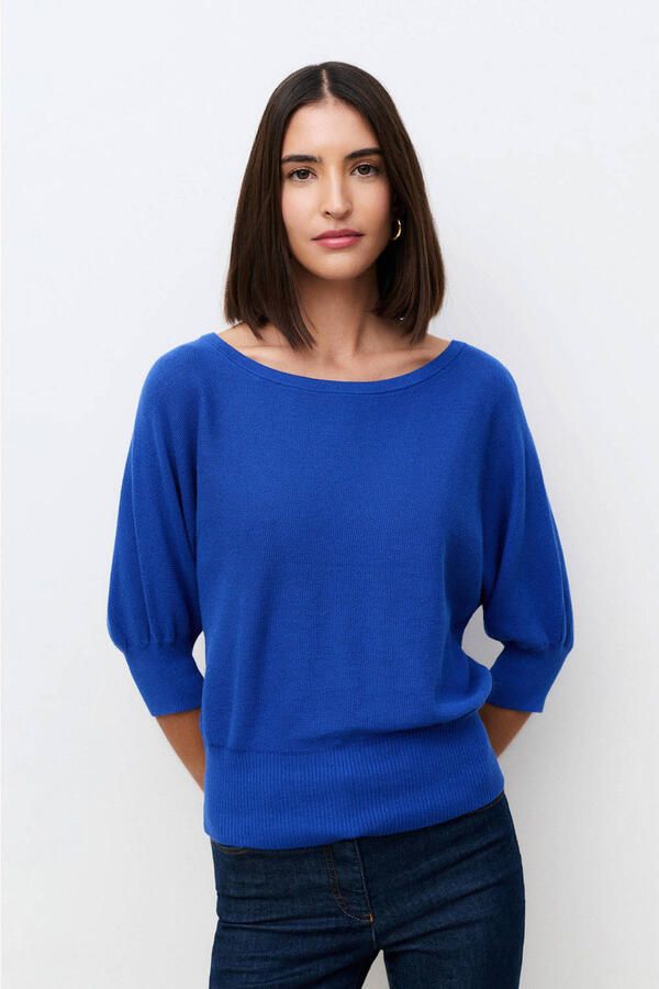 Caroll top blauw fijn gebreid