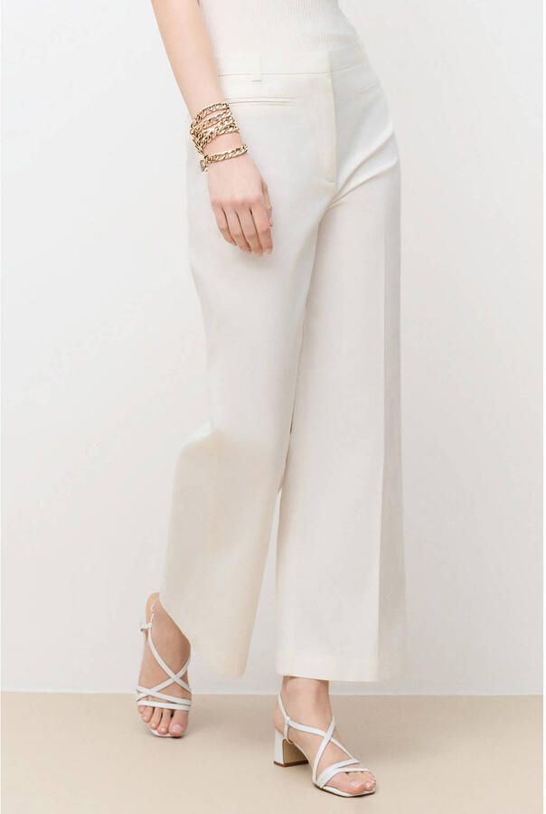 Caroll wide leg high waist broek ecru
