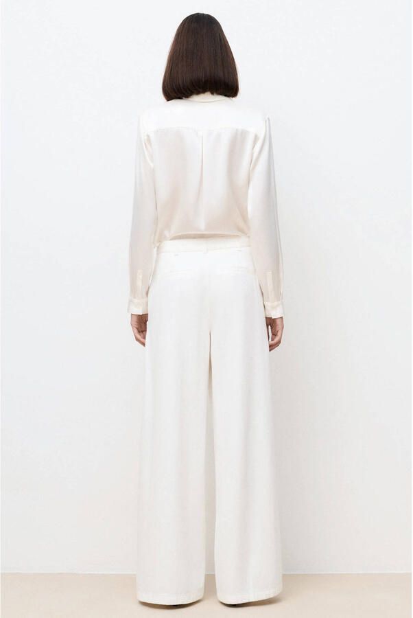 Caroll wide leg high waist casual broek ecru - Foto 2