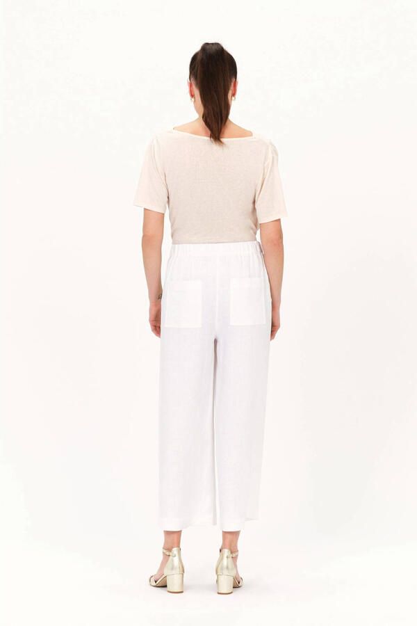 Caroll wide leg high waist casual broek met linnen wit - Foto 2