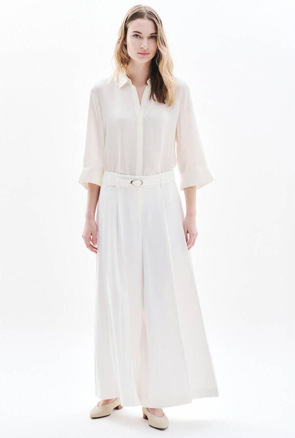 Caroll wide leg high waist palazzo broek ecru
