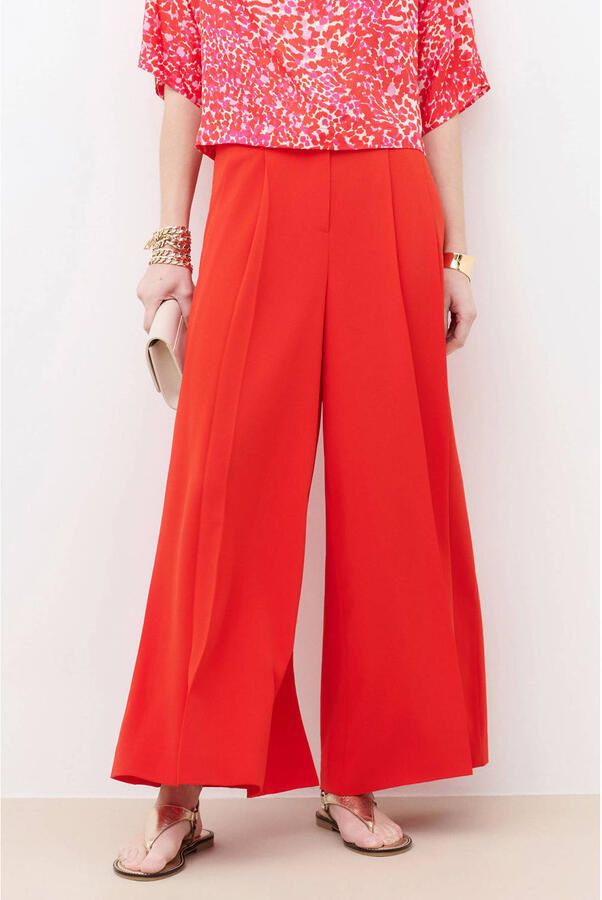 Caroll wide leg high waist palazzo broek rood