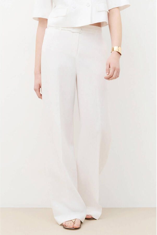 Caroll wide leg regular waist broek met linnen ecru