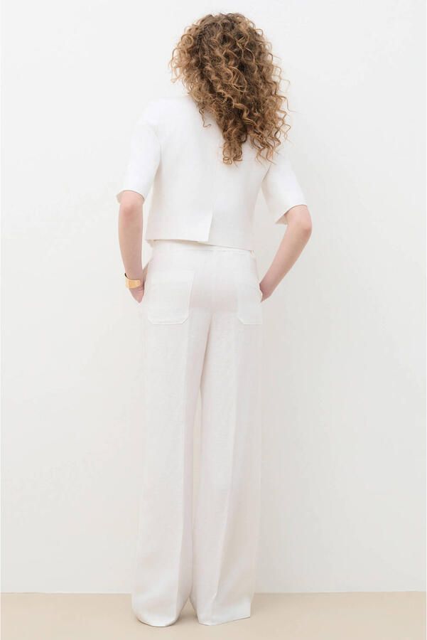 Caroll wide leg regular waist broek met linnen ecru - Foto 3