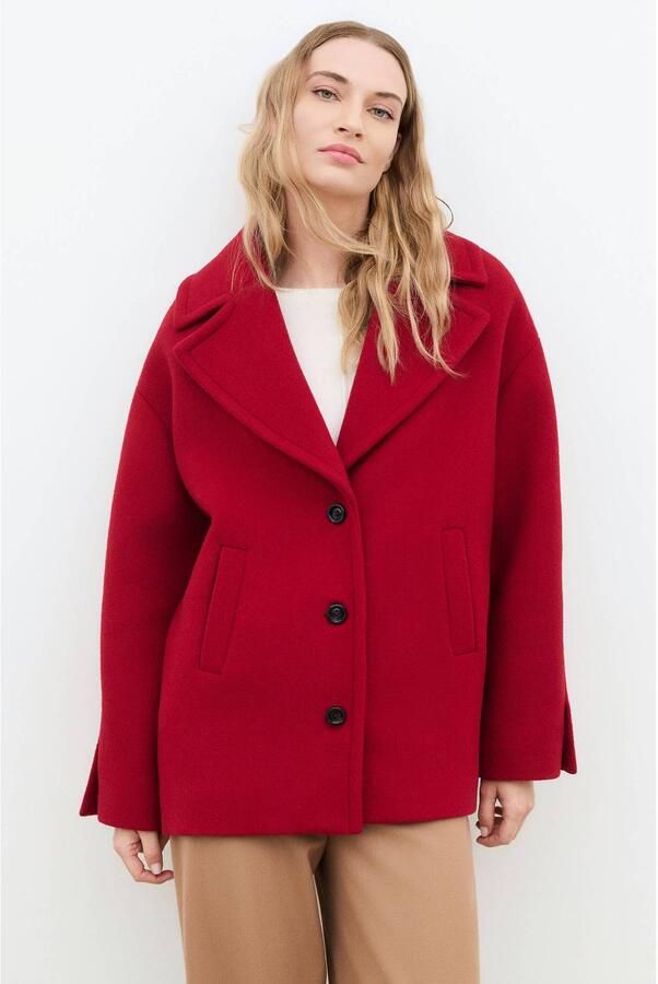 Caroll wintermantel met wol rood