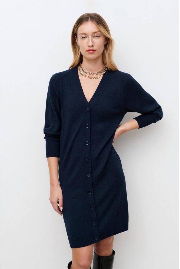 Caroll wollen gebreide jurk marineblauw