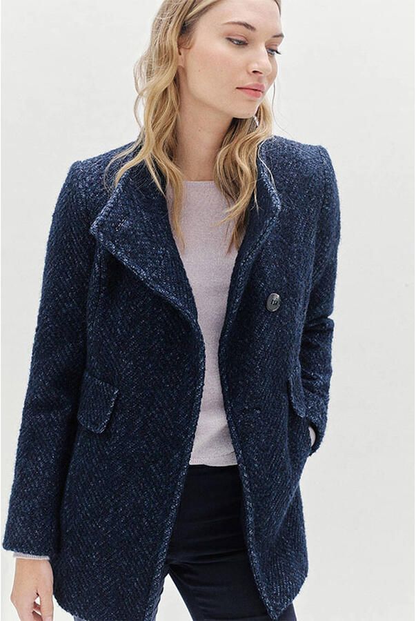 Caroll wollen manteljas donkerblauw