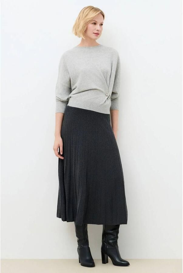 Caroll wollen midi plissé rok met plooien granite gray - Foto 2