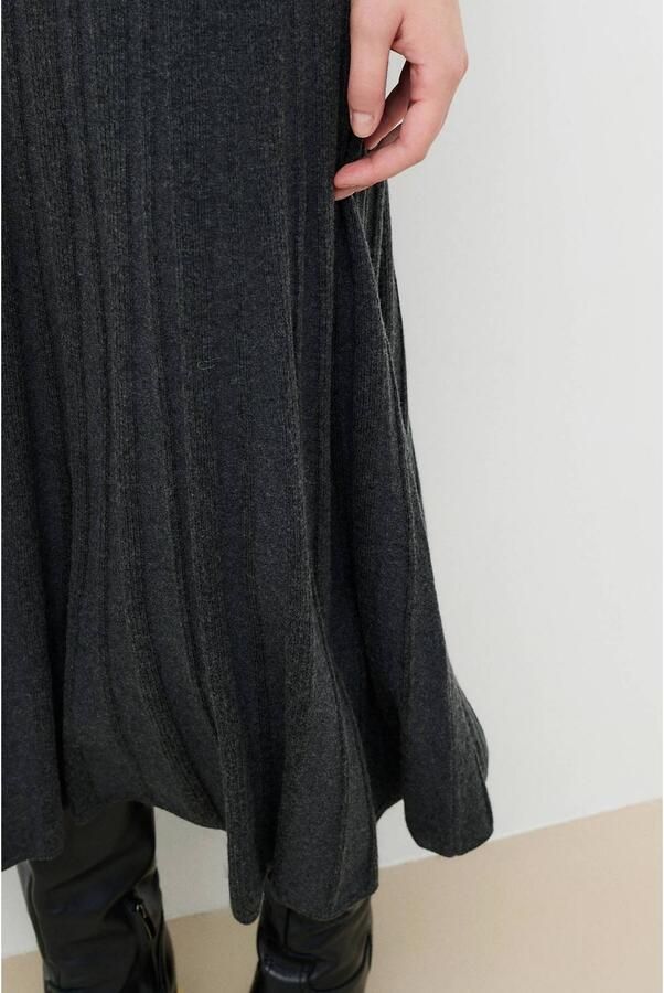Caroll wollen midi plissé rok met plooien granite gray - Foto 3