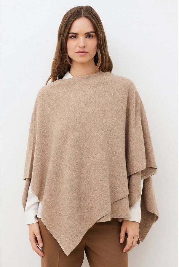 Caroll wollen poncho lichtbruin