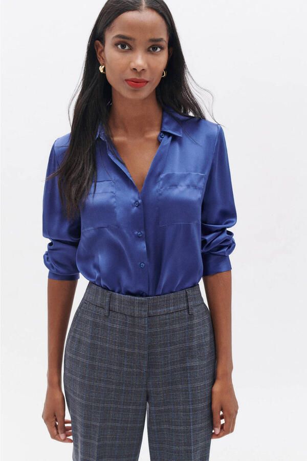 Caroll zijden blouse blauw