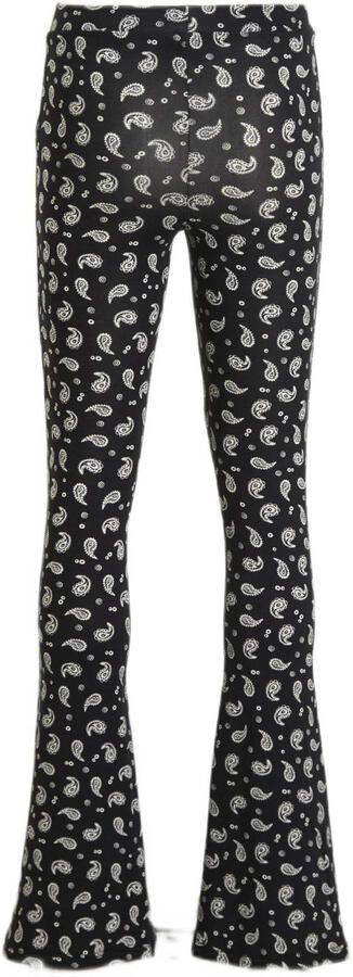 Cars flared broek ILVA FLAIR met paisleyprint zwart wit Meisjes Viscose 176