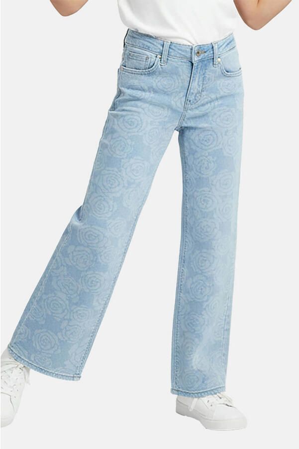 Cars gebloemde loose fit jeans light blue denim