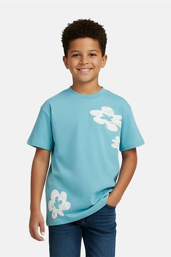 Cars gebloemde T-shirt lichtblauw