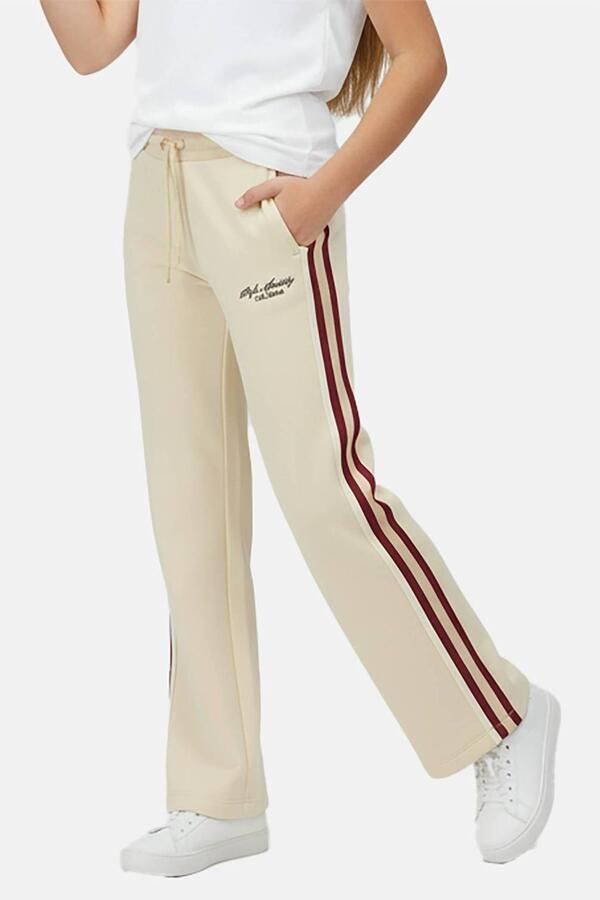 Cars gestreepte joggingbroek met tekst beige donkerrood Meisjes Sweat