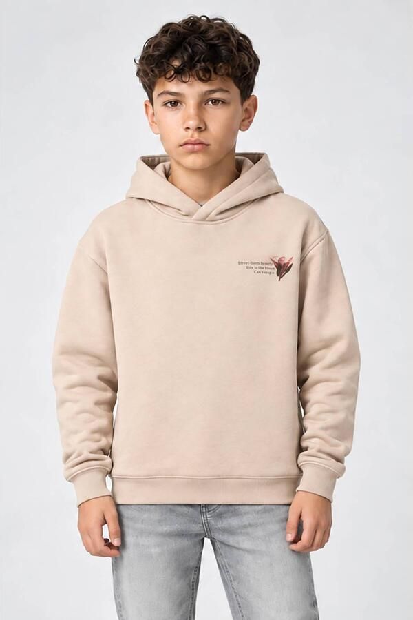 Cars hoodie met backprint zand Sweater Beige Backprint