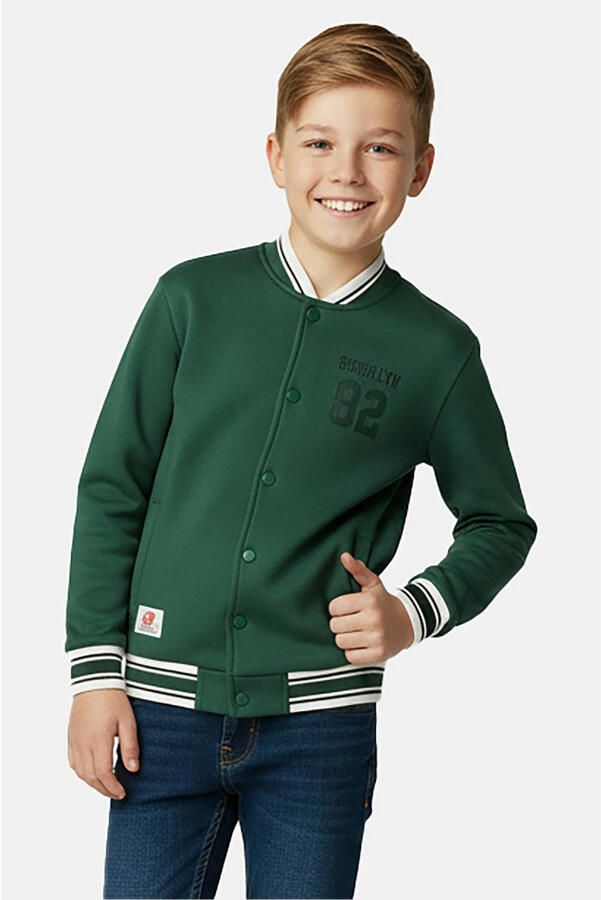 Cars junior bomberjack met print donkergroen wit Jas Jongens Sweat Opstaande kraag