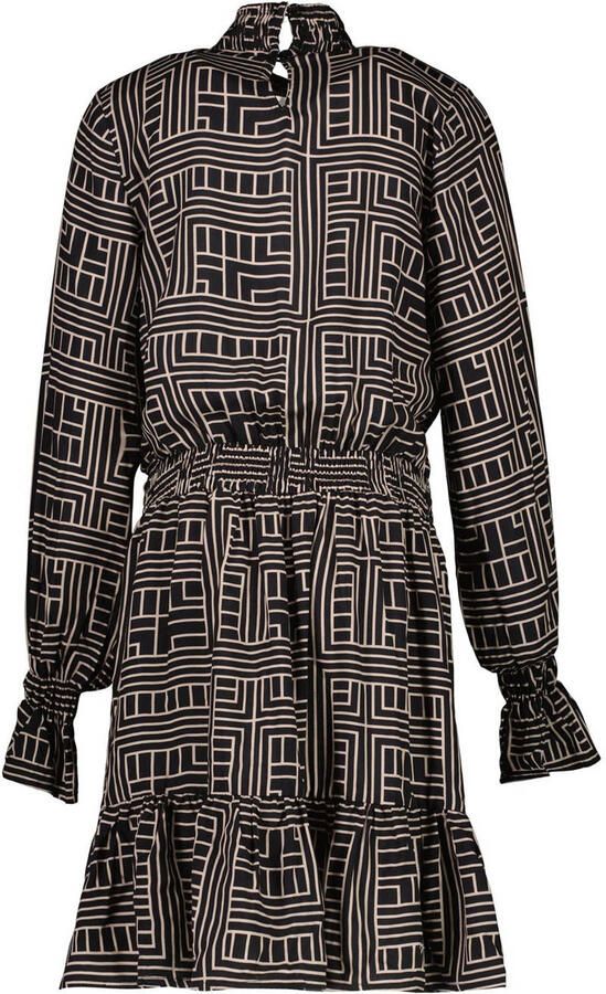 Cars jurk FLYAN met all over print zwart beige Meisjes Viscose Opstaande kraag 116
