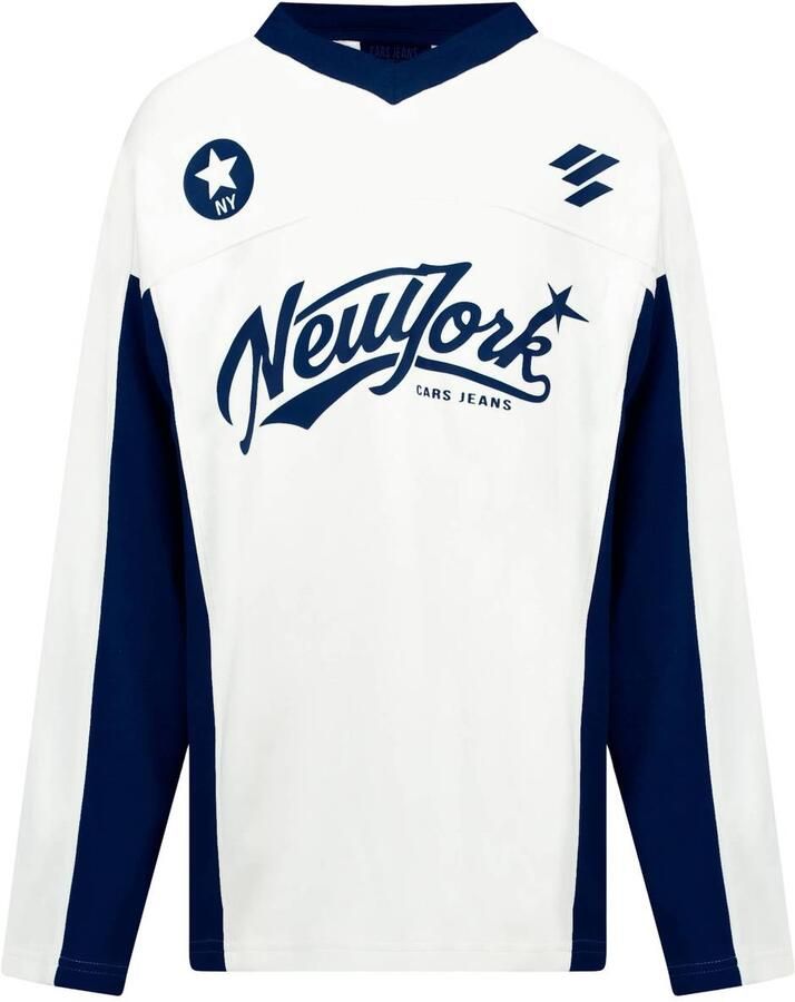 Cars longsleeve met tekst wit donkerblauw