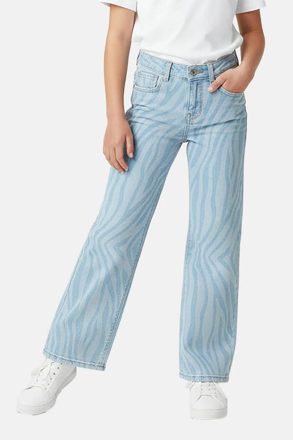 Cars loose fit jeans met zebraprint light blue denim