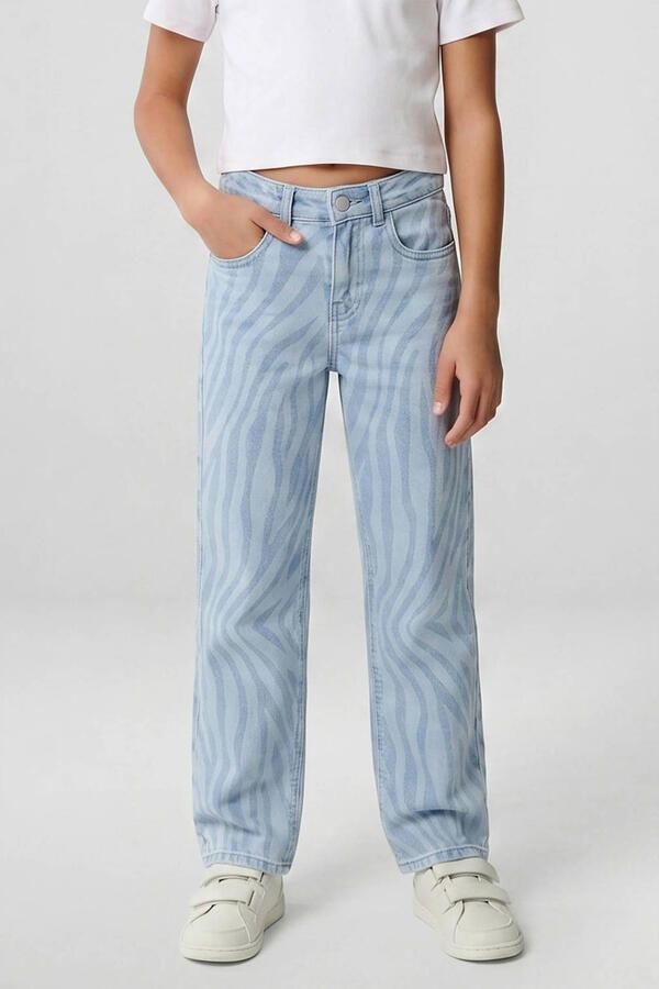 Cars loose fit jeans met zebraprint light blue denim - Foto 2