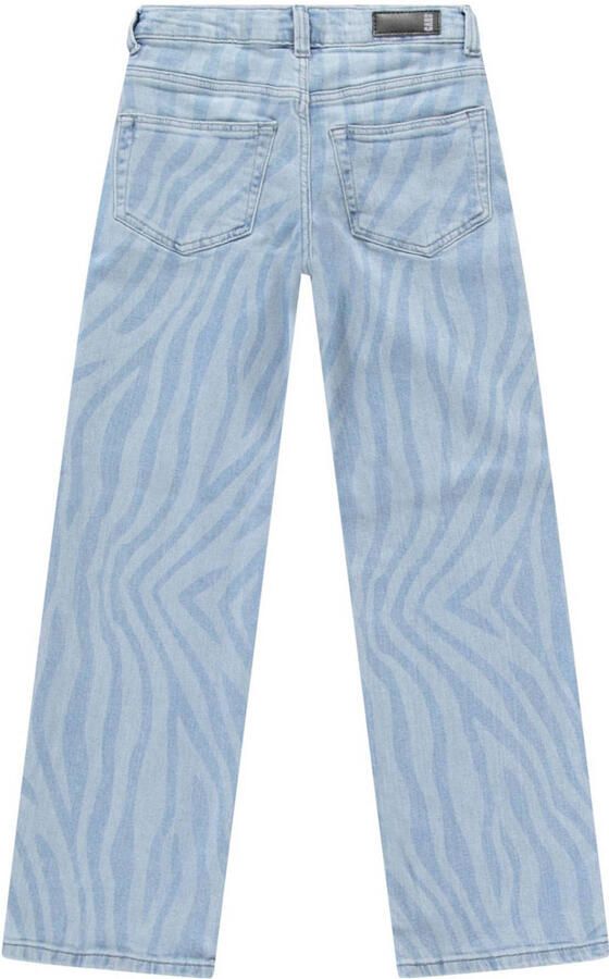 Cars loose fit jeans met zebraprint light blue denim - Foto 3