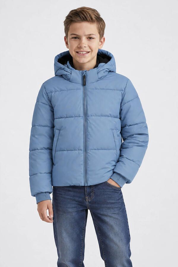 Cars pufferjas blauw Jongens Polyester Capuchon Effen