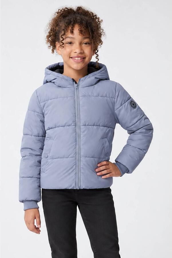 Cars pufferjas grijsblauw Meisjes Polyester Capuchon Effen