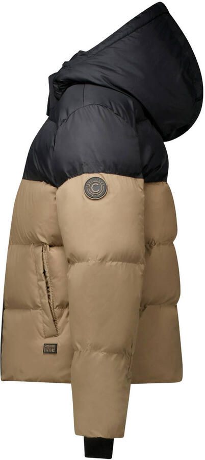 Cars pufferjas taupe zwart Bruin Jongens Polyester Capuchon Meerkleurig