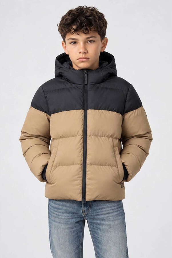 Cars pufferjas taupe zwart Bruin Jongens Polyester Capuchon Meerkleurig - Foto 2