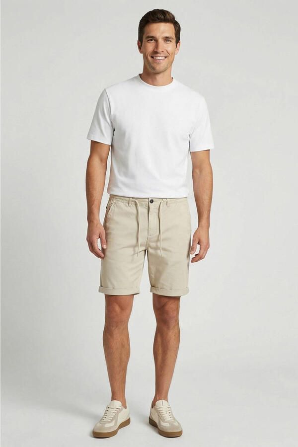 Cars regular fit chino short met riemlussen beige - Foto 2