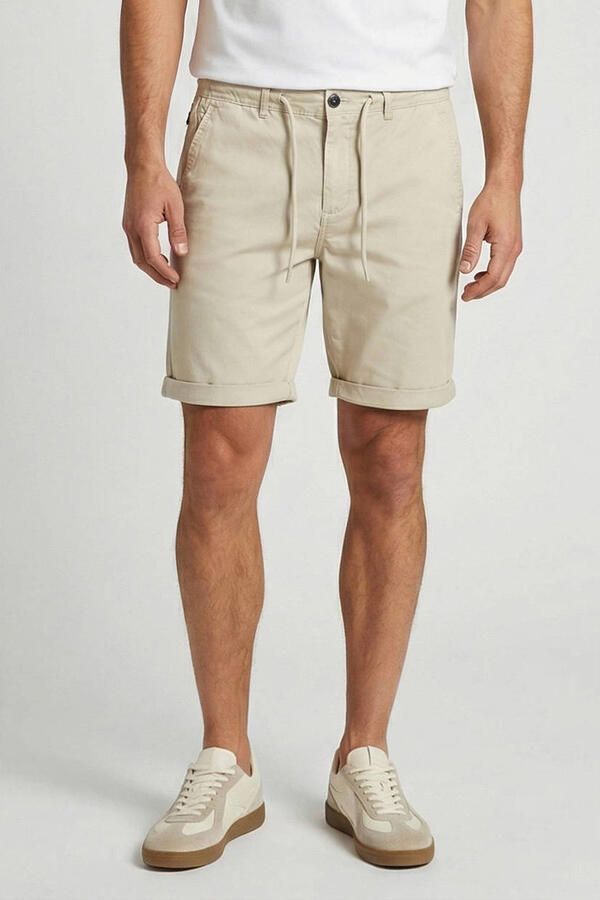 Cars regular fit chino short met riemlussen beige